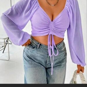 SHEIN Lavender Ruched Crop Top